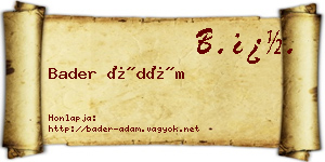 Bader Ádám névjegykártya